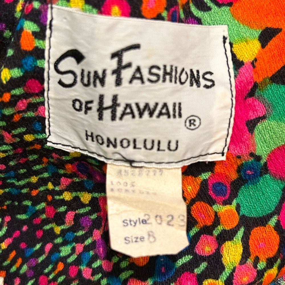 Sun Fashions of Hawaii Vintage Floral Long Sleeve Scoop Back Maxi Dress Size 8 - Picture 9 of 10
